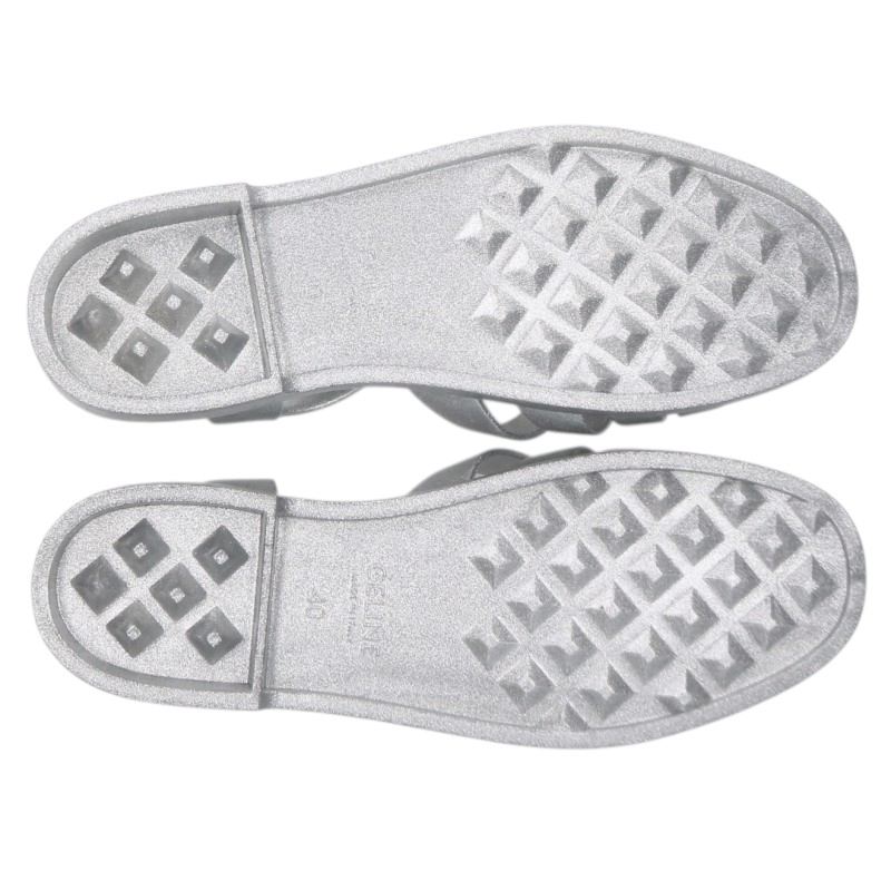 CELINE Rubber Sandals Silver Size 40