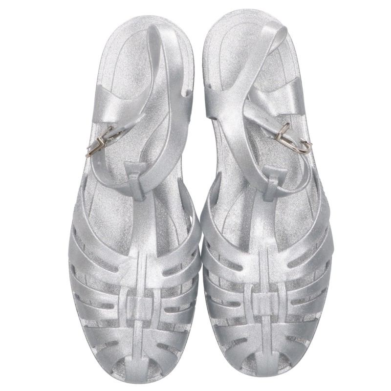CELINE Rubber Sandals Silver Size 40
