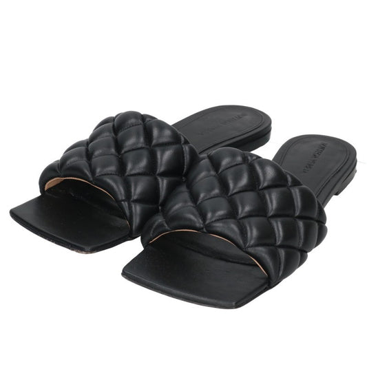 BOTTEGA VENETA Intrecciato Flat Heel Sandals Black Size 40