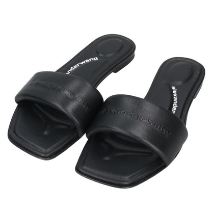 ALEXANDER WANG Logo Platform Leather Sandals Black Size 38