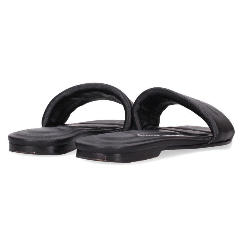 ALEXANDER WANG Logo Platform Leather Sandals Black Size 38