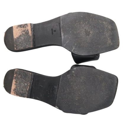 ALEXANDER WANG Logo Platform Leather Sandals Black Size 38