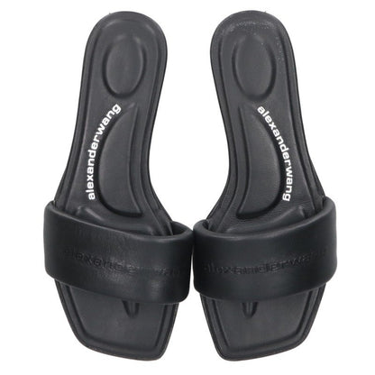 ALEXANDER WANG Logo Platform Leather Sandals Black Size 38