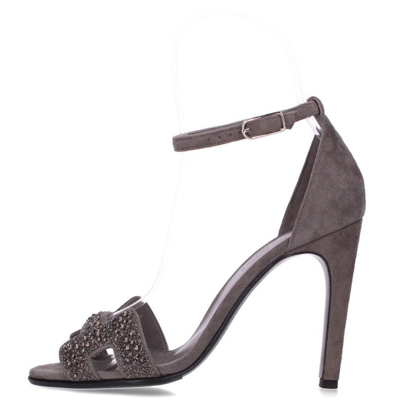 HERMES Joy 105 Bijou Heel Sandals Silver Size 37