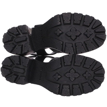 PRADA Rubber Platform Triangle Logo Sandals Black Size 37
