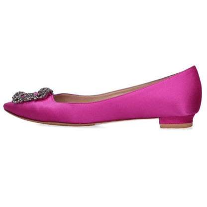 Manolo Blahnik Hangisi Bijou Satin Flat Pumps Pink Size 37.5