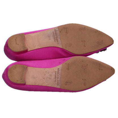 Manolo Blahnik Hangisi Bijou Satin Flat Pumps Pink Size 37.5