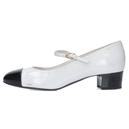 Chanel White Black Bicolor Logo-Heel Pumps Size 38