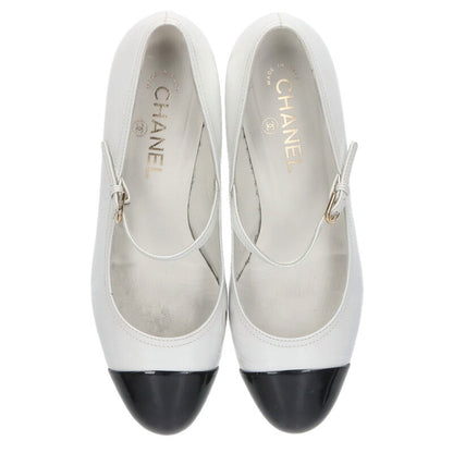 Chanel White Black Bicolor Logo-Heel Pumps Size 38