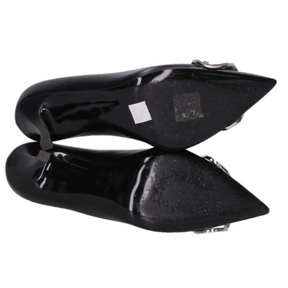 Diesel D Logo Leather Pumps Black Silver Size 35