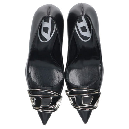Diesel D Logo Leather Pumps Black Silver Size 35