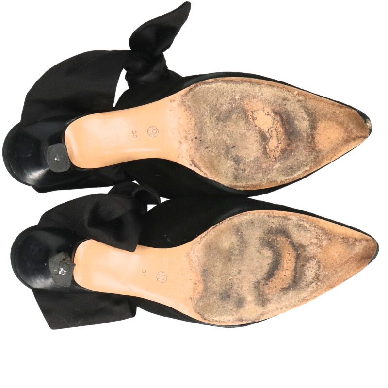 The Row Black Ribbon Strap Mules Size 38