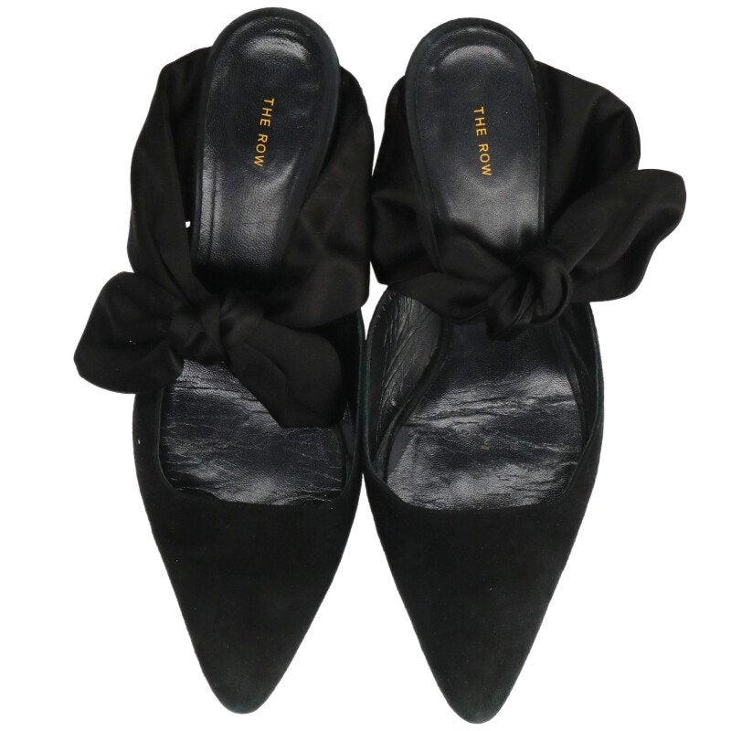 The Row Black Ribbon Strap Mules Size 38