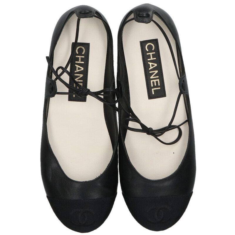 Chanel Coco Mark Flat Pumps Black Size 36C