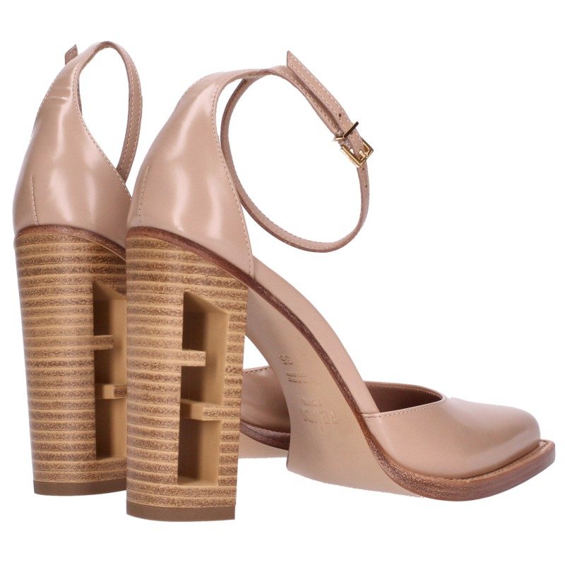 Fendi Beige Leather Strap Pumps Size 36