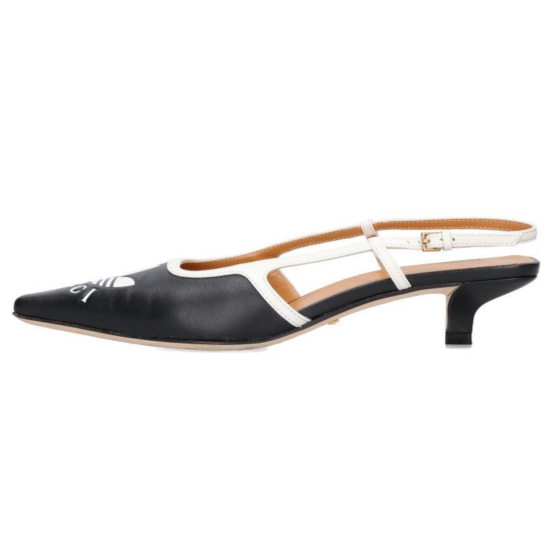 Gucci Adidas Logo Embossed Black Heel Pumps Size 37