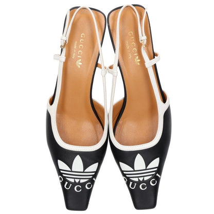Gucci Adidas Logo Embossed Black Heel Pumps Size 37