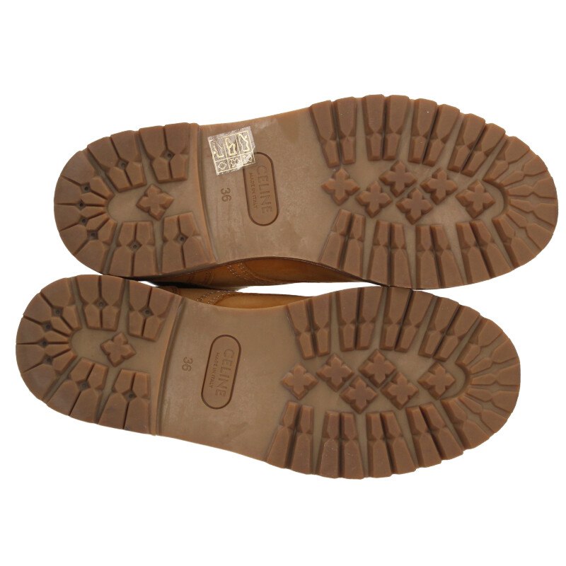 Celine KURT2 High Lace-Up Boots Beige Brown Size 36