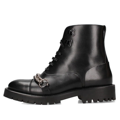 Burberry Black Chain Embellished Lace-Up Boots Size 36