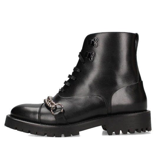 Burberry Black Chain Embellished Lace-Up Boots Size 36