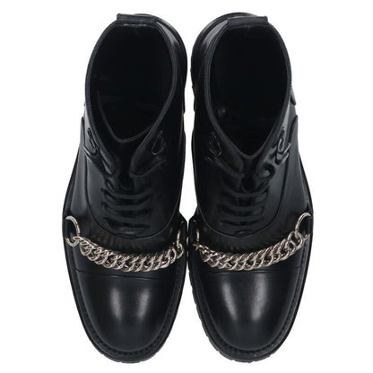Burberry Black Chain Embellished Lace-Up Boots Size 36