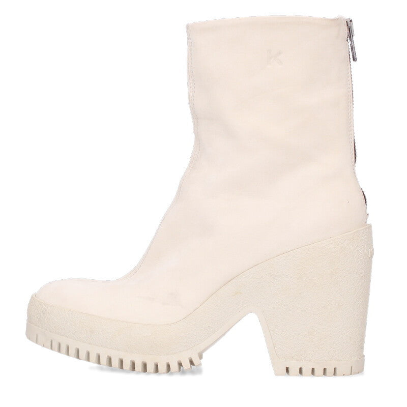 Kenzo Off-White Leather Heel Boots Size 37