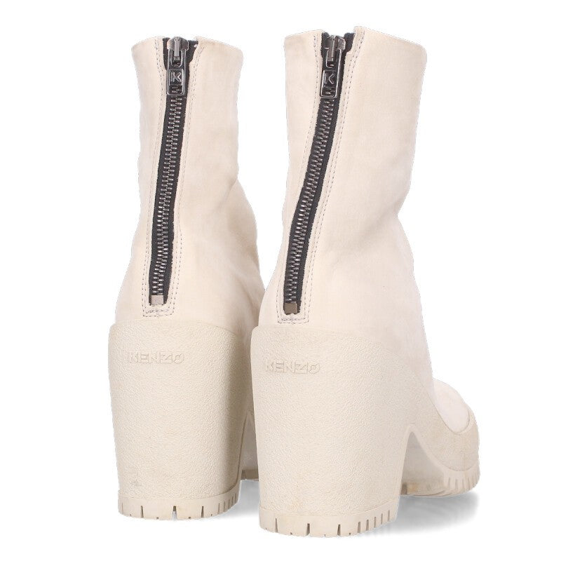 Kenzo Off-White Leather Heel Boots Size 37