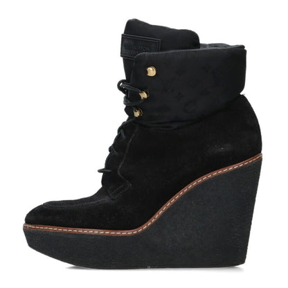 Louis Vuitton Black Wedge Sole Suede Ankle Boots Size 36.5