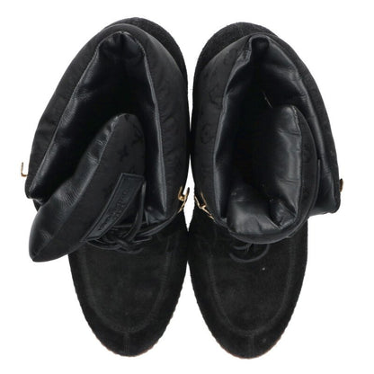 Louis Vuitton Black Wedge Sole Suede Ankle Boots Size 36.5