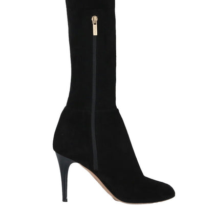 Jimmy Choo Suede Leather Knee-High Black Gold Size 37.5