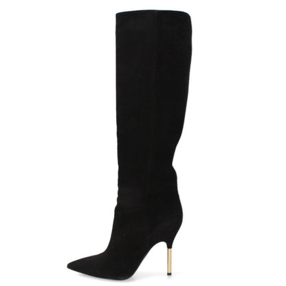 Louis Vuitton Suede Long Heeled Boots Black & Gold Size 37
