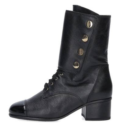Chanel Coco Mark Side Snap Boots Black & Gold Size 38.5
