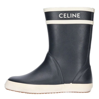 Celine Logo Rubber Rain Boots Black White Size 37