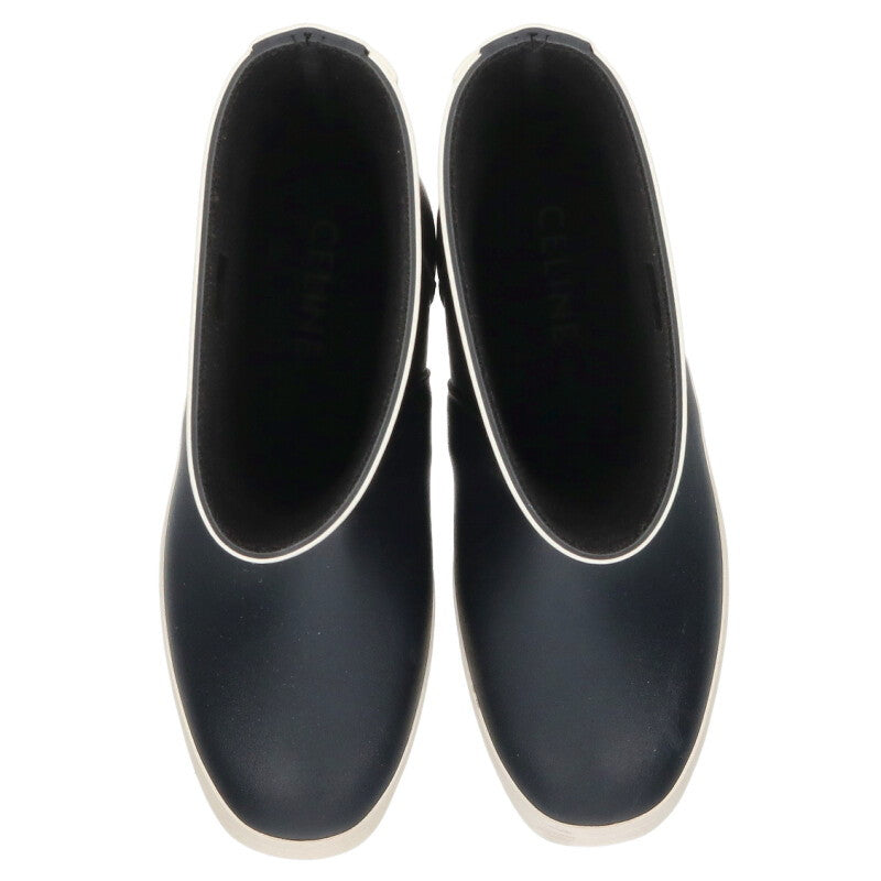 Celine Logo Rubber Rain Boots Black White Size 37