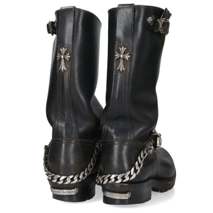Chrome Hearts Boss Link Chain Boots Black Silver Size 7.5D