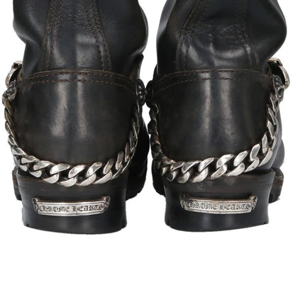 Chrome Hearts Boss Link Chain Boots Black Silver Size 7.5D