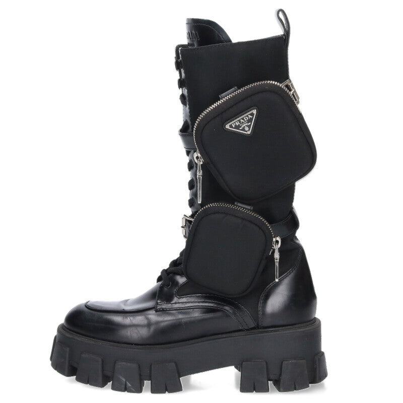 Prada Black Monolith Long Boots with Pouch Size 38.5