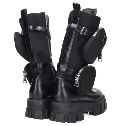 Prada Black Monolith Long Boots with Pouch Size 38.5