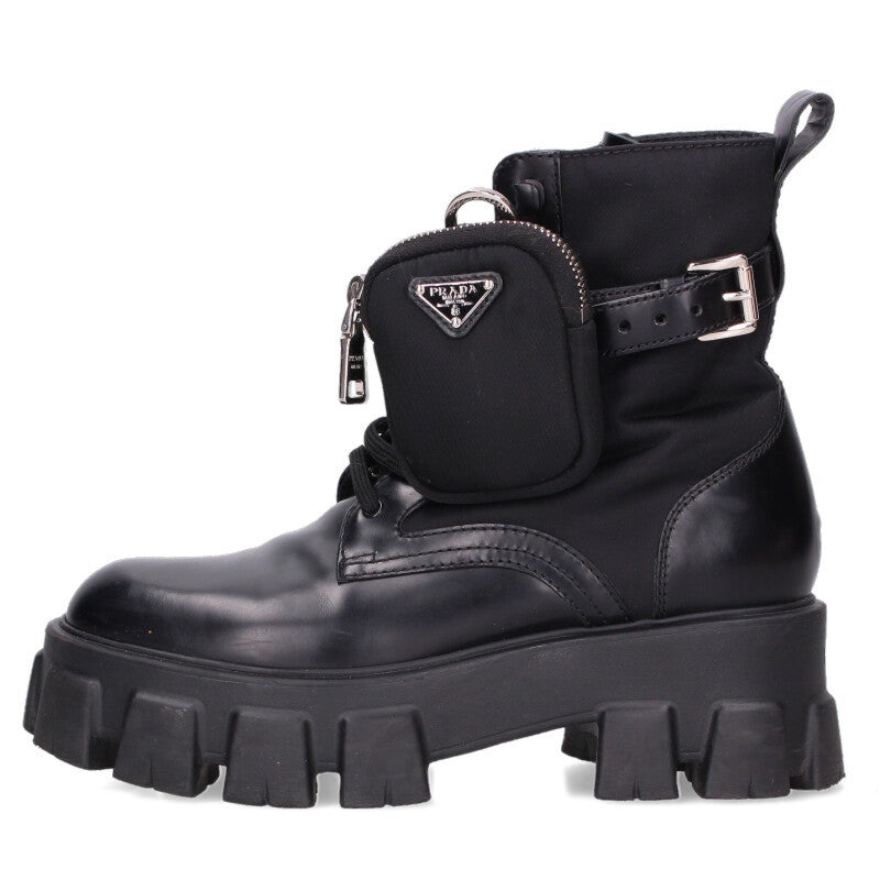 Prada Black Monolith Pouch Boots Size 38