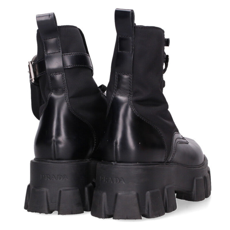 Prada Black Monolith Pouch Boots Size 38