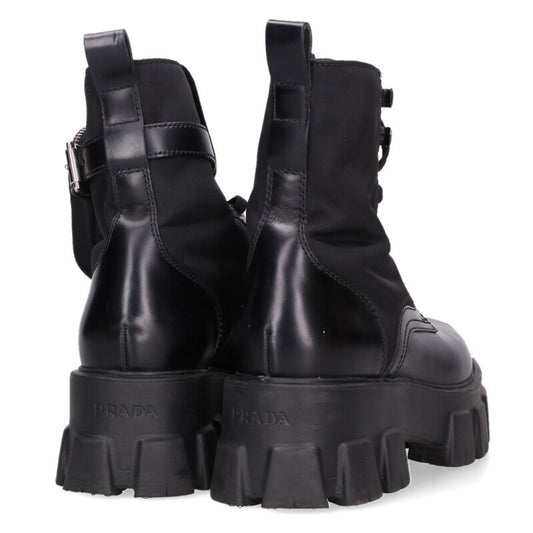Prada Black Monolith Pouch Boots Size 38