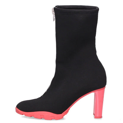 Alexander McQueen Black Pink Center Zip Heel Boots Size 37