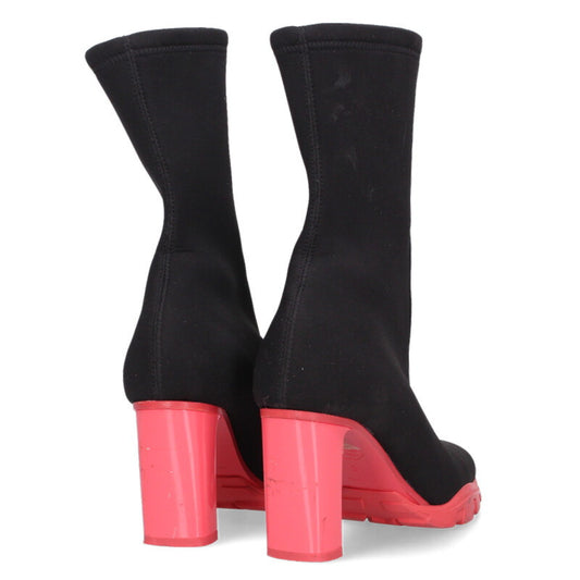 Alexander McQueen Black Pink Center Zip Heel Boots Size 37