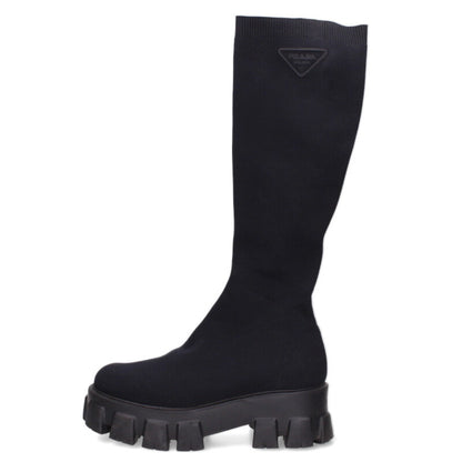 Prada Black Monolith Long Boots Size 38