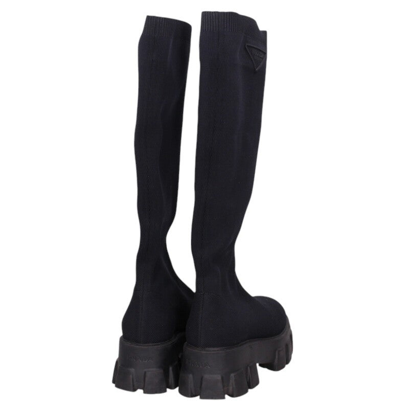 Prada Black Monolith Long Boots Size 38