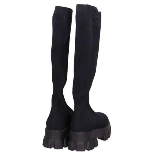 Prada Black Monolith Long Boots Size 38