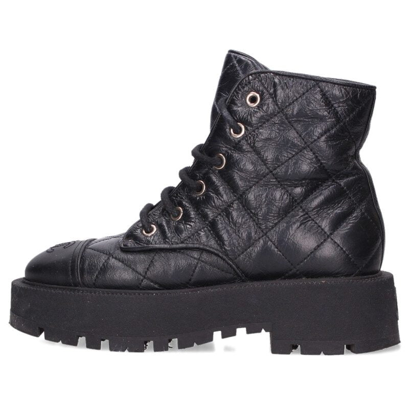 Chanel Matelasse Leather Boots Size 36