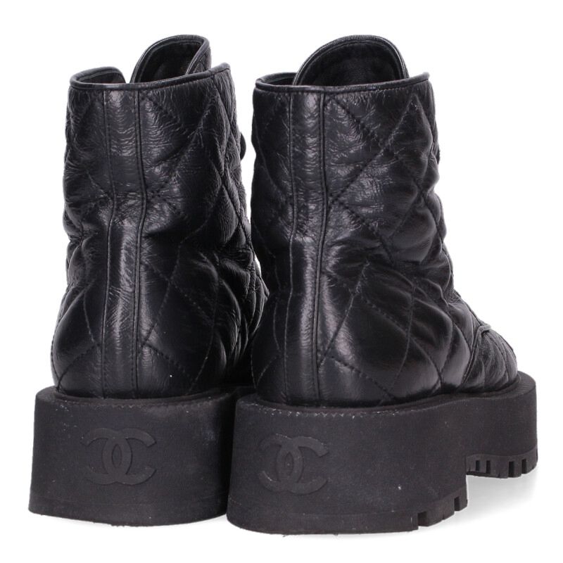 Chanel Matelasse Leather Boots Size 36