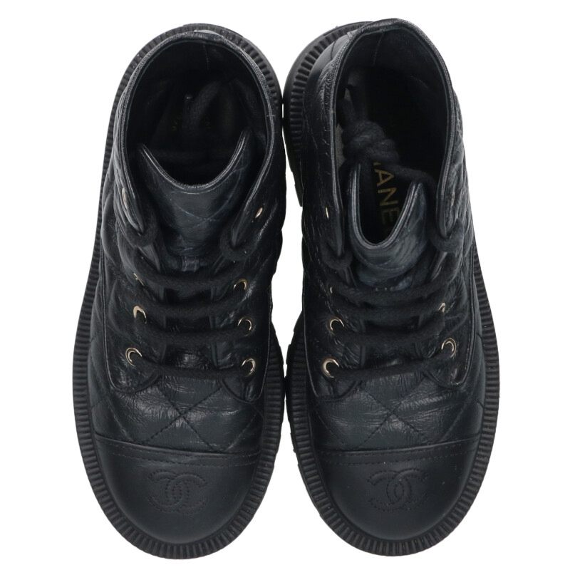Chanel Matelasse Leather Boots Size 36