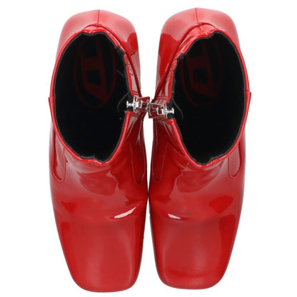 Diesel Red Square Toe Patent Heel Boots Size 36
